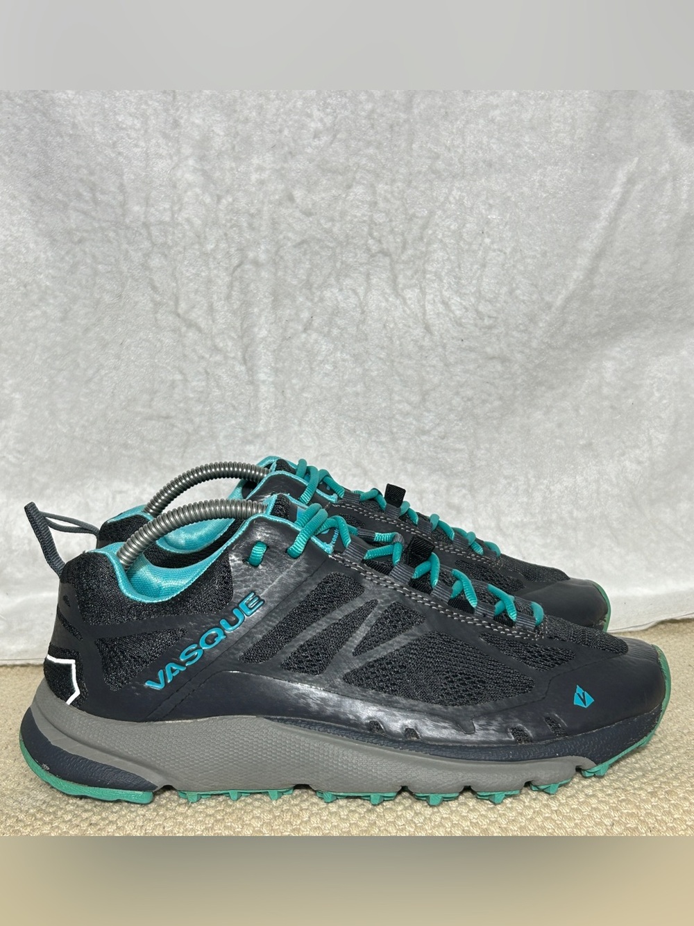 Vasque Womens Grey/Teal Constant Velocity II Trail Running Sneakers Shoes SZ 8.5
